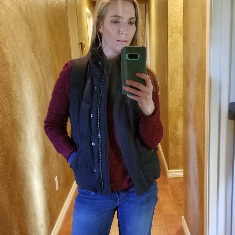 Wool vest with yoke detailing